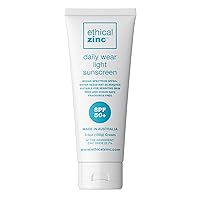 Daily Wear Light Mineral Sunscreen Zinc Oxide Physical SPF 50+ Water Resistant Natural, Sensitive Skin, Reef Safe, Made in Australia, Broad Spectrum Protection, Suitable for Kids, Face