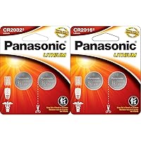 Panasonic CR2032 3.0 Volt Long Lasting Lithium Coin Cell Batteries in Child Resistant, Standards Based Packaging & CR2016 3.0 Volt Long Lasting Lithium Coin Cell Batteries in Child Resistant