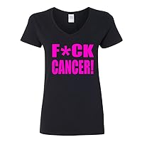 V-Neck Ladies FCK Cancer Sucks Fight Funny T-Shirt Tee