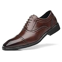 Men's Casual Dress Shoes Cap Oxfords Faux Leather Tuxedo Dress Shoes Classic Lace-up Formal Derby Loafers