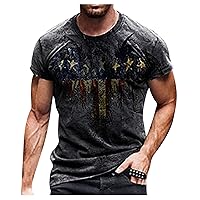 Men's 4th of July T-Shirts Graphic Tees Shirts Round Neck Short Sleeve Casual Tee Tops, S-5XL