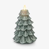Luminara Christmas Tree Flameless Candle Glitter and Snow Finish Moving Flame Effect LED Candle, Timer, Remote Ready, Holiday Decoration (4.7