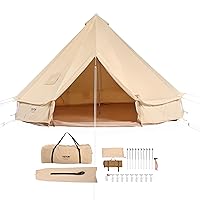 VEVOR Canvas Bell Tent, 4 Seasons 3 m/9.8ft Yurt Tent, Canvas Tent for Camping with Stove Jack, Breathable Tent Holds up to 4 People, Family Camping Outdoor Hunting Party