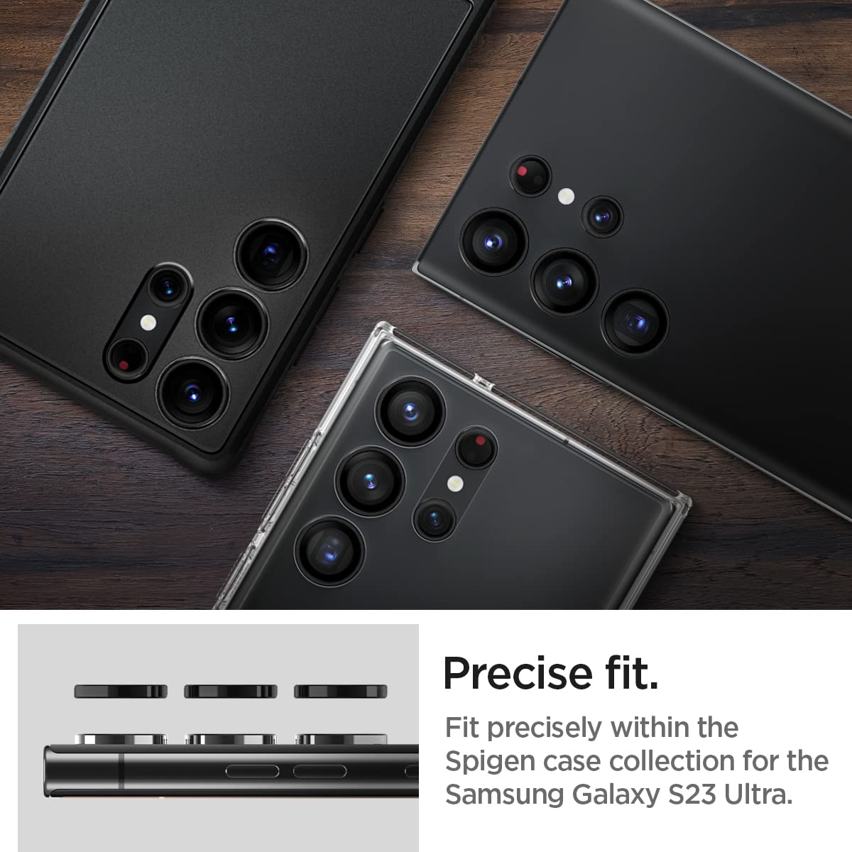 Spigen Camera Lens Screen Protector [Glas.tR EZ Fit Optik Pro] designed for Galaxy S23 Ultra - Black [2 Pack]
