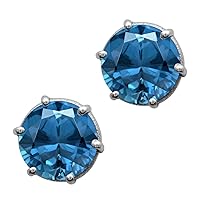 Multi Choice Round Shape Gemstone 925 Sterling Silver Solitaire Stud Gift For Her (swiss-blue-topaz)
