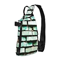 Green Brick Wall Crossbody Backpack, Multifunctional Shoulder Bag With Straps, Hiking And Fitness Bag, Size 12.6 X 7 X 6.7 Inches