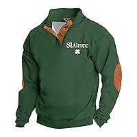 Mens St Patricks Day Sweatshirt Mens Henley Shirts Irish Shamrock Graphic Pullover Long Sleeve Trendy Casual Sweatshirts