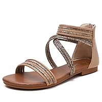 Women's Sandals Fashion flat Ankle Strap Summer Beach Gladiator Shoes