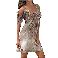 Womens Spaghetti Strap Short Sleeve Dresses Dresses Homecoming Dress for Women Crew Neck Beach Formal Elegant Dresses