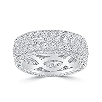 4.50 ct Ladies Three Row Round Cut Diamond Etenity Wedding Band Ring in Platinum