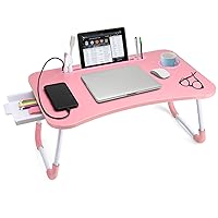 Slendor Laptop Desk Laptop Bed Stand Foldable Laptop Table Folding Breakfast Tray Portable Lap Standing Desk Reading and Writing Holder with Drawer for Bed Couch Sofa Floor