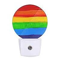 LGBT Night Light Rainbow Lines Colorful Vibrant Peace Colors Night Lights Plug into Wall Auto on/Off LED Lamp Valentine's Gifts for Men Women