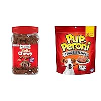 Milk-Bone Soft & Chewy Dog Treats Beef & Filet Mignon 25 Ounce + Pup-Peroni Prime Rib Flavor Dog Treats 22.5 Ounce Bundle