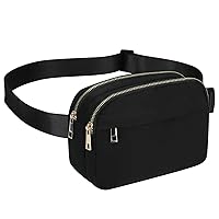 MAXTOP Belt Bag Fanny Packs for Women Men with Adjustable Strap Fashion Waist Pack Large Crossbody Bag for Yoga Workout Running Traveling Gym (Black)