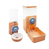 Hamiledyi Rabbit Hanging Automatic Food Water Dispenser Ferret Gravity Auto Feeder Waterer Set Self Feeding Bowl for Puppy Kitten Hedgehog in Cage Kennel