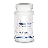 Biotics Research Multi Mins Iron and Copper Free Multi Mineral Complex, Balanced Source of Mineral Chelates and Whole Food, Phytochemically Bound Trace Minerals, Easily Absorbed. 120 Tabs