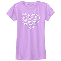 Threadrock Big Girls' Heart of Dinosaurs Fitted T-Shirt