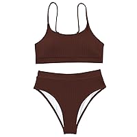 Women's Bikini, Split Bust Pads Non Steel Bra Swimsuit, S XL