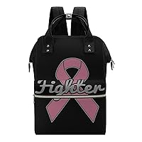 Breast Cancer Ribbon Fighter Durable Travel Laptop Hiking Backpack Waterproof Fashion Print Bag for Work Park Black-Style