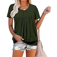 ZOLUCKY Womens Casual Short Sleeve Tunic Tops Scoop Neck T Shirts Summer Loose Fit Tunics