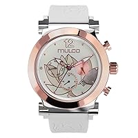 MULCO Watch for Women, La Fleur - Analog Display, Stainless Steel Watch with Silicone Band, Mother of Pearl Design and Rose Gold Accents, Quartz Waterproof