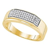 The Diamond Deal Yellow-tone Sterling Silver Mens Round Diamond Band Ring 1/5 Cttw