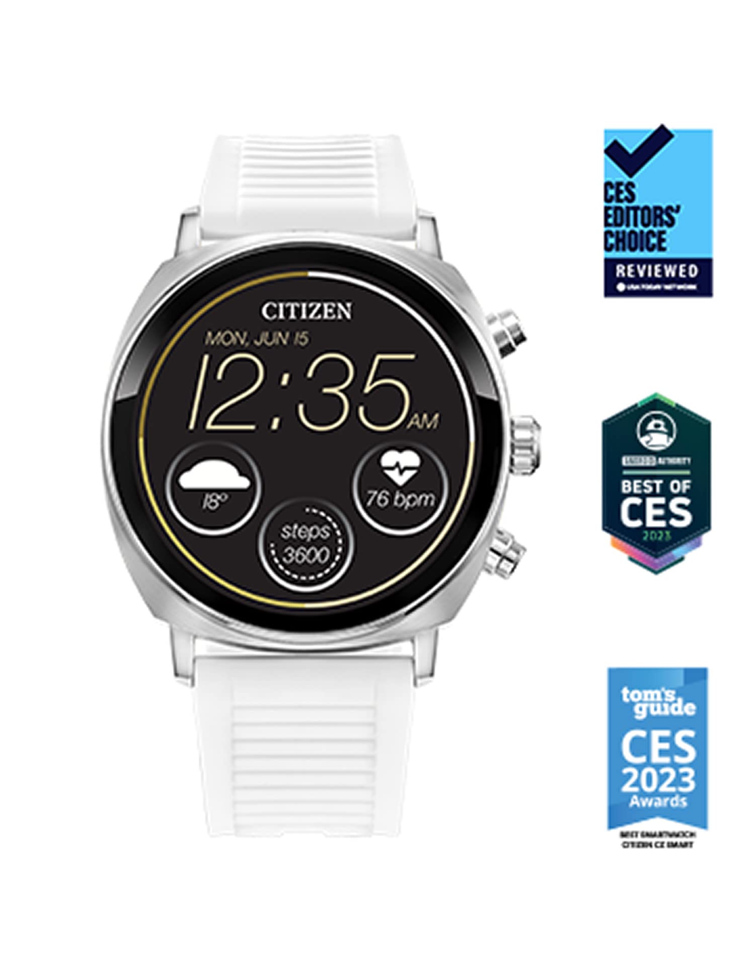 Citizen CZ Smart Gen 2 41MM Unisex Casual Smartwatch with YouQ App Featuring IBM Watson® AI and NASA Research, Touchscreen, Wear OS by Google™, HR, GPS, Activity Tracker, Amazon Alexa™ Built-in