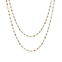 Delicate Multi Color Endless Long Wrap Layer Evil Eye Chain Necklace For Women Teen 14K Gold Plated .925 Sterling Silver