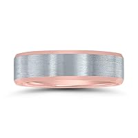 6mm Contemporary Two Tone 10K White and Rose Gold Wedding Band