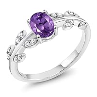 Gem Stone King 925 Sterling Silver Purple Amethyst Olive Vine Ring For Women (0.96 Cttw, Oval 7X5MM, Gemstone Birthstone, Available In Size 5, 6, 7, 8, 9)