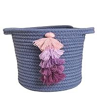 Cute Cartoon Woven Cotton Rope Kids Toy Storage Basket with Handle 7.8