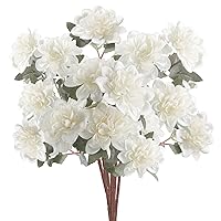 6PCS Artificial Daisy Mums Flowers with Stem, Silk Dahlia Flowers Arrangement for Home Party Wedding Bouquet Winter Table Centerpieces Decor (White)