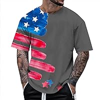 Men’s Short Sleeve 1776 Shirt Men Distressed American Flag Patriotic Short Sleeve Independence Day T-Shirt Vintage Shirt