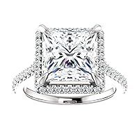Riya Gems 5 CT Princess Cut Colorless Moissanite Engagement Ring Wedding Band Gold Silver Eternity Solitaire Ring Halo Ring Vintage Antique Anniversary Promise Gift Her Bridal Ring