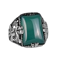 925 Sterling Silver Men Chain Byzantine Ring, Jade Natural Stone Men Ring, Handmade Ring, Minimalist Ring