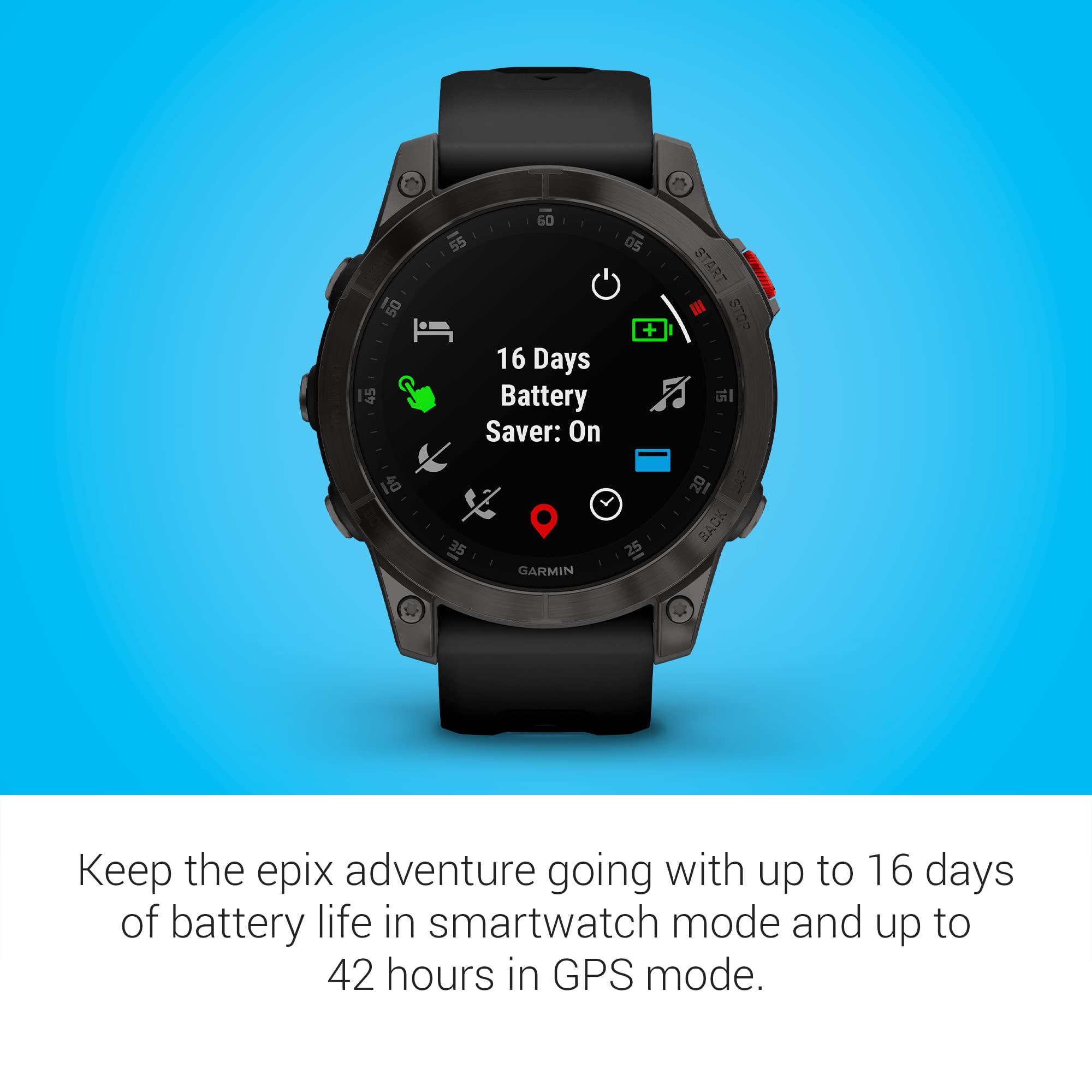 Garmin epix Gen 2, Premium Active smartwatch, Health and Wellness Features & QuickFit 22 Watch Band - Vented Titanium Bracelet with Carbon Gray DLC Coating