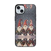 Christmas Gnomes Print for iPhone 15 Soft Glass Case Back+Soft Silicone TPU Shock Protective Case