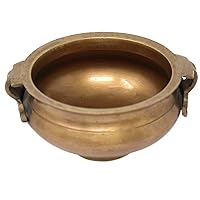 Decorative brass urli for home and office decoration table top utensil best for gift purpose traditional bowl round metal authentic & designer handcrafted flower pot (Golden, 3-Inch)