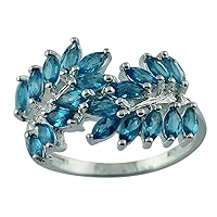 Neon Apatite Round Shape Natural Non-Treated Gemstone 14K White Gold Ring Birthday Jewelry for Women & Men