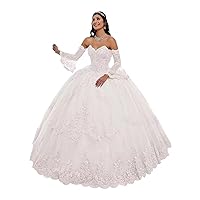 Tulle Quinceanera Dresses Laces Applique Ball Gown with Sleeve Sweetheart Prom Dress Sweet 16 Dress