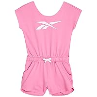 Reebok Girls' Romper - Sleeveless French Terry Romper - One Piece Tank Top and Shorts Set (7-12)
