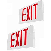 Ultra Slim LED Exit Sign, Red Letter Emergency exit Lights, 120V-277V Universal Mounting Double Face (2-Pack)