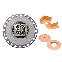Schluter Kerdi-Drain PVC Classic Shower Drain Kit with Integrated Bonding Flange - Provides Drainage Solutions for Tiled Showers - 4-Inch Stainless Steel Grate, Square, 2-Inch Outlet - KD2/PVC/E