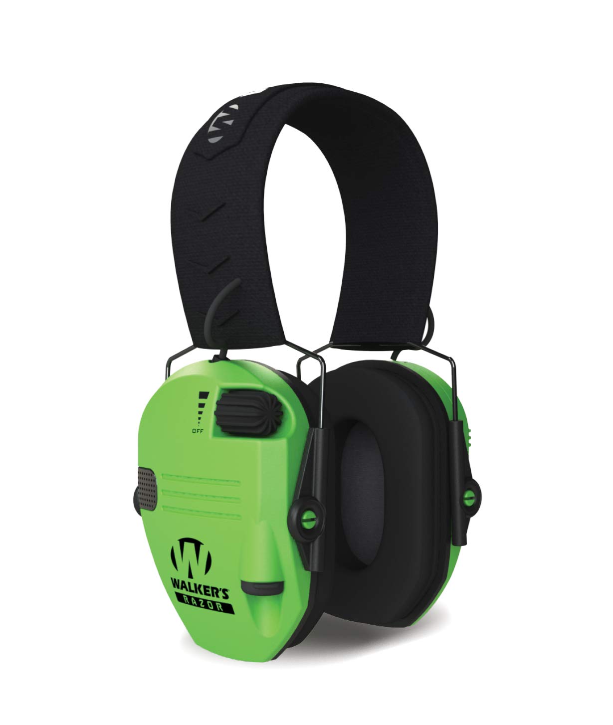 Walker's Game Ear Saftey Razor Slim Electronic Muff, Hi-Viz Green, One Size