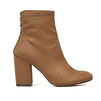 Womens Booties Block Mid High Heel Ladies Faux Suede Party Fashion Heeled Ankle Boots Size 5-10