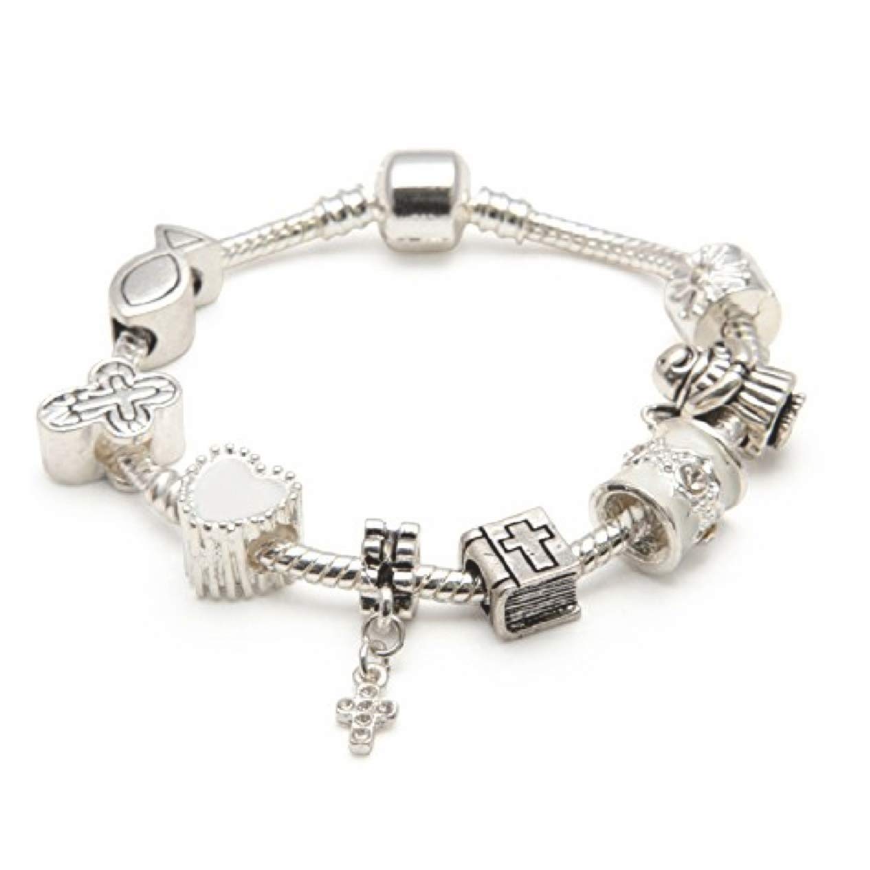 Liberty Charms First Communion Gifts for Girls Silver Plated Charm Bracelet with Gift Box