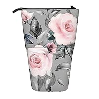 BREAUX Rose Flowers With Leaves Print Vertical Organizer, Portable Storage Bag, Zippered Cosmetic Bag, Holiday Gift