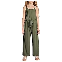 Denim Jumpsuit for Girls Size 8 Sleeveless Kids Adjustable Romper Girls Shoulder Solid Child 0to3 (Green, 4-5 Years)