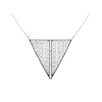 Certified 18K Gold Triangle Design Pendant in Round Natural Diamond (0.78 ct) with White/Yellow/Rose Gold Chain Anniversary Necklace for Women