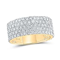The Diamond Deal 10kt Yellow Gold Mens Round Diamond 5-Row Pave Band Ring 4-3/8 Cttw